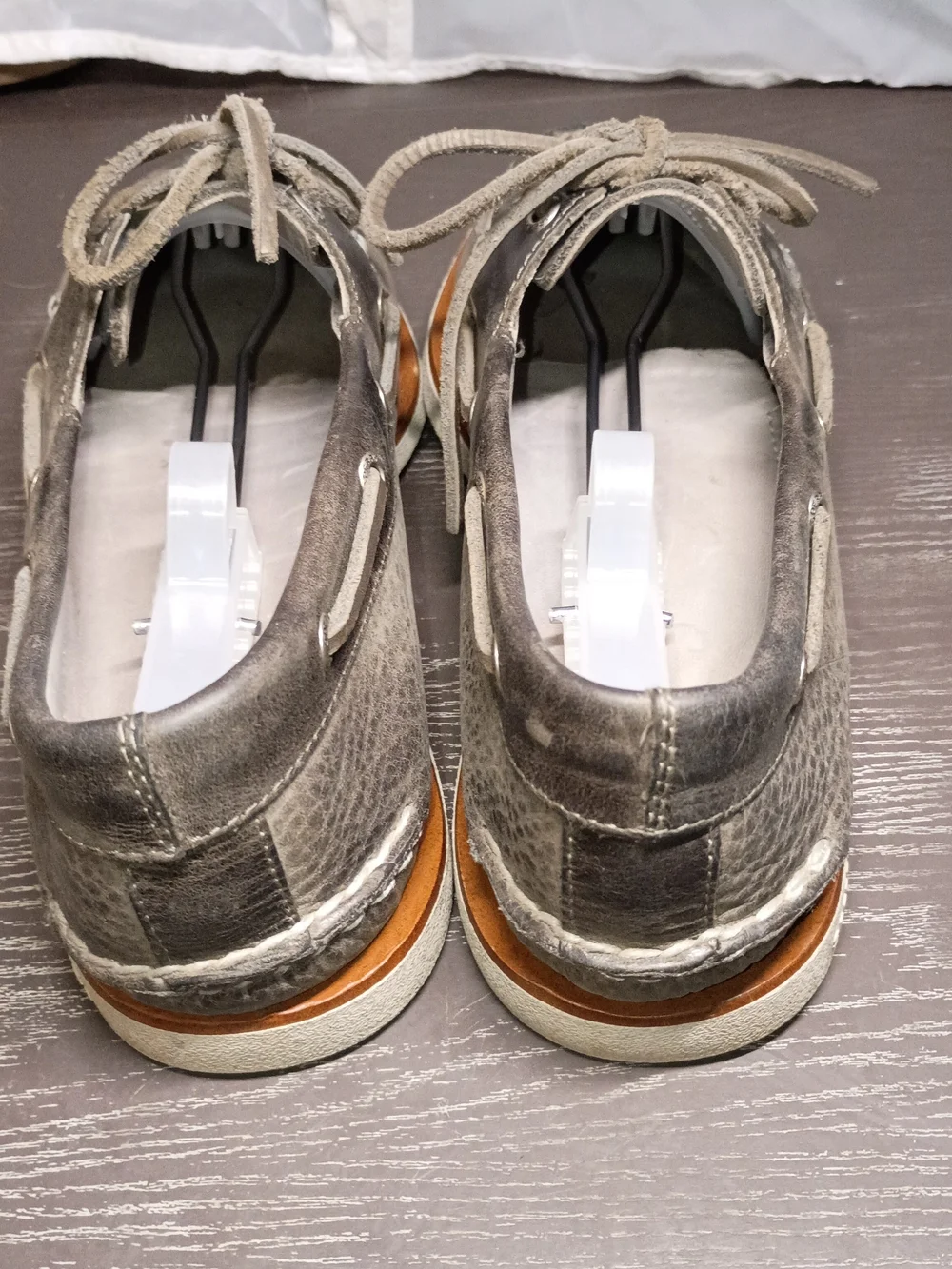 Sperry GOLD CUP Gray Leather Boat Shoes/Black Leather Trim. Men's 10M Great Deal